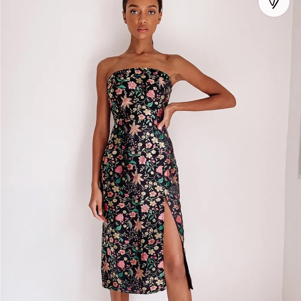 NWT Lulus floral slit midi dress large